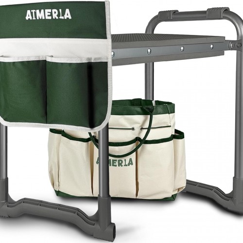 Foldable Garden Kneeler Seat Heavy Duty [Upgraded Widened Thick Kneeling Pad] Garden Stool with Large Garden Tool Bags with Pockets - Portable Garden Bench Gardening Gifts for Parents