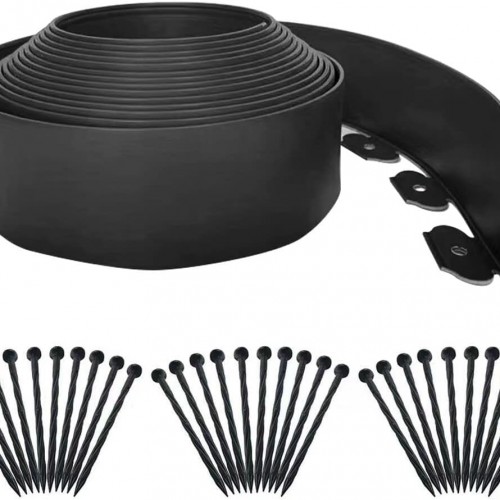 Garden Edging Borders 20FT,Landscape Edging Black[Extra Tall 4IN High] with 30pcs Plastic Stakes, Lawn Edging Flexible DIY Fence for Landscaping,Flower Bed,Grass,Gravel,Tree Surrounding
